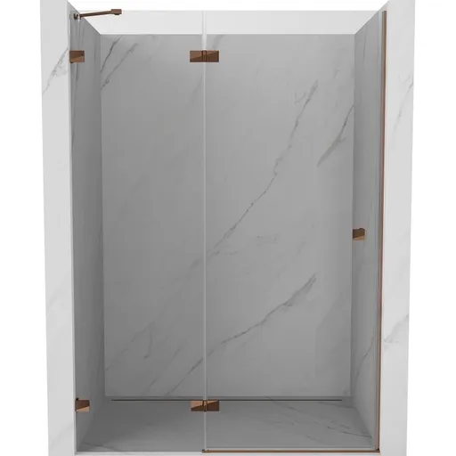 MEXEN/S Lunar sprchové dveře křídlové levé 130, transparent, růžové zlato 834-130-000-60-00-L