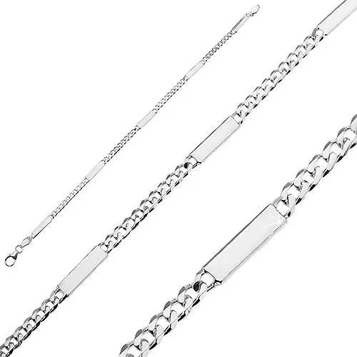 Náramek ze stříbra 925 - cihličky na plochém řetízku