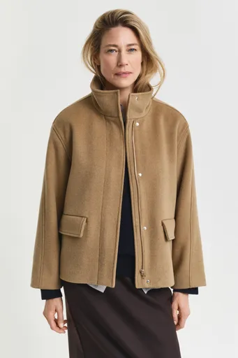 BUNDA GANT SHORT WOOL JACKET WITH ZIP WARM KHAKI