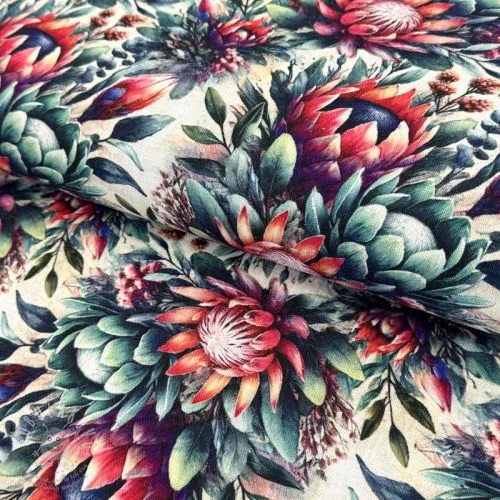 Viskóza se lnem Azalea design D digital print