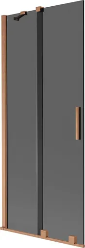 MEXEN/S Velar dvoukřídlá posuvná vanová zástěna 85 x 150, grafit, měď kartáčovaná 896-085-000-41-65
