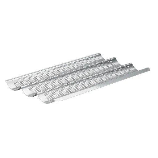 Tvarovaný pečící plech na 3 bagety de Buyer 40 cm