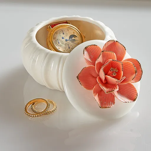 Keramická dóza na šperky Květina