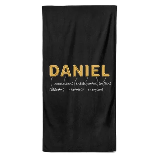 Osuška Mužská jména – GOLD (Jméno: Daniel, Velikost osušky: 100x170cm)