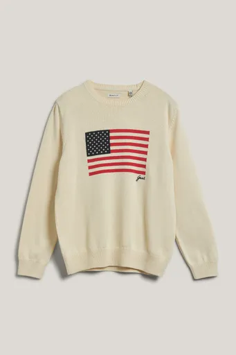 SVETR GANT FLAG KNIT C-NECK CREAM