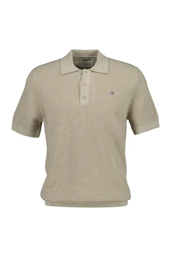 SVETR GANT MICRO TEXTURED COTTON SS POLO OAT MELANGE