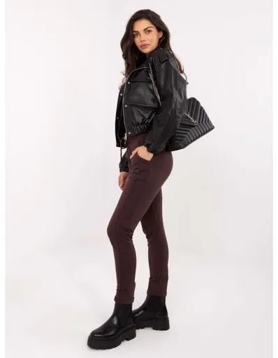 Tmavě hnědé teplákové kalhoty se zavazováním BASIC FEEL GOOD