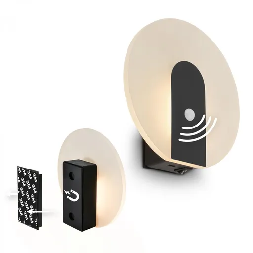 BRILONER Taro nástěnné svítidlo - 2,5W, 100lm, bezdrátové, LED, s pohybové čidlo, černá 3889015