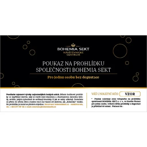 Prohlídka společnosti BOHEMIA SEKT bez degustace - tištěná poukázka