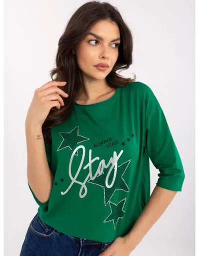 Zelená bavlněná halenka s potiskem