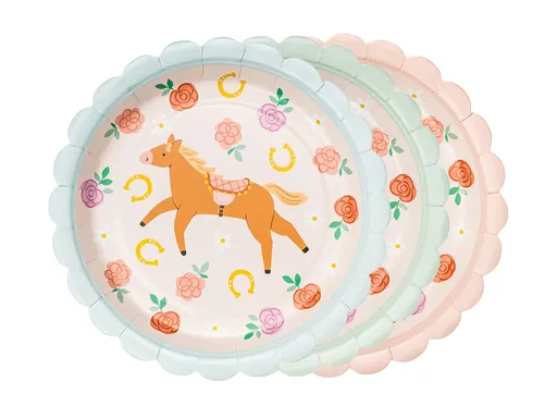 PartyDeco Taniere s potlačou koníky 18 cm, 6 ks
