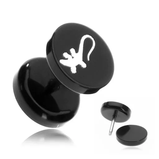 Kruhový akrylový fake plug s potiskem ještěrky
