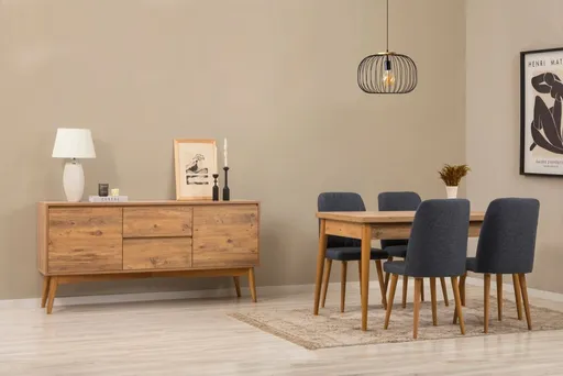 Set s rozkládacím stolem, židlemi a konzolou (6 kusů) Vina 01 1048 - Atlantic Pine, Dark Blue