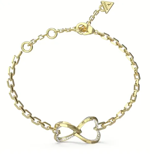 Guess Něžný pozlacený náramek se srdíčky Mon Amour JUBB04618JWYG 14,5 cm