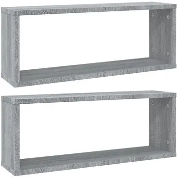 Nástěnné obdélníkové police 2 ks šedé sonoma 60 × 15 × 23 cm (815927)