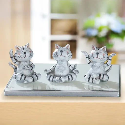 Gilde Dekorační figurky Meditující kočky, sada 3 ks