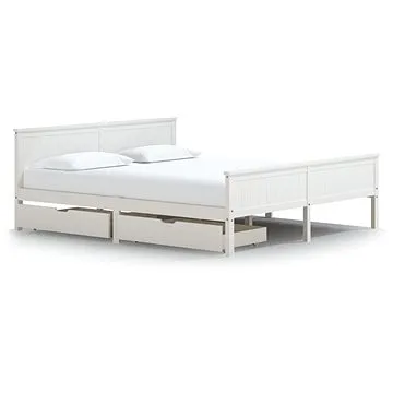 Rám postele se 2 zásuvkami bílý masivní borovice 200 × 200 cm, 3060514 (3060514)