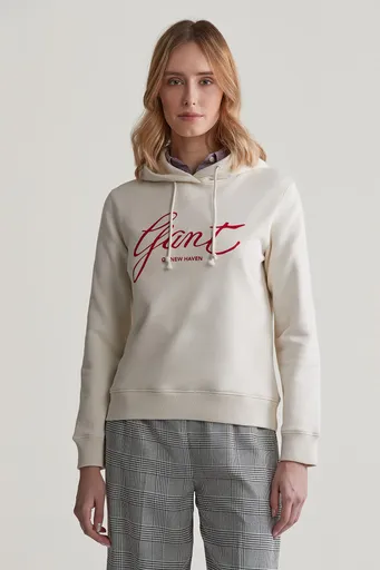 MIKINA GANT REG SCRIPT HOODIE CREAM