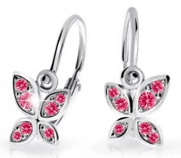 Cutie Jewellery Dětské náušnice z bílého zlata Motýlci C2259-10-X-2 fuchsiová