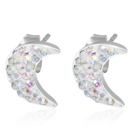 Ocelové náušnice - duhový měsíček, puzetky