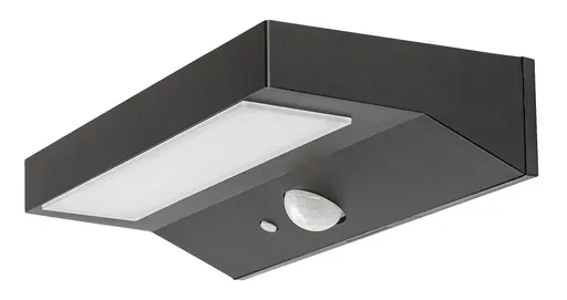 Rabalux Černé fasádní solární LED svítidlo s pohybovým čidlem Korana 6W IP44 77023