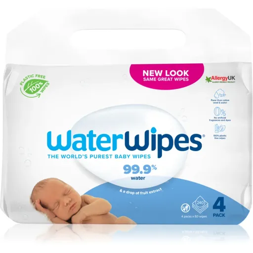 WaterWipes Baby Wipes 4 Pack dětské jemné vlhčené ubrousky 4x60 ks