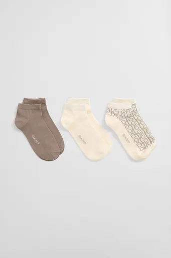PONOŽKY 3-PACK GANT MONOGRAM ANKLE SOCKS CREAM