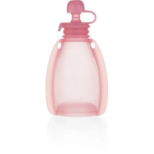 Zopa Silicone Refillable Baby Food Pouch kapsička na jídlo 0 m+ Transparent Pink 120 ml