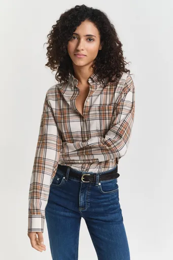 KOŠILE GANT REL CHECKED FLANNEL BD SHIRT CREAM