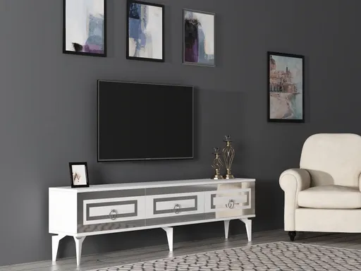 TV stolek Karya - White, Silver