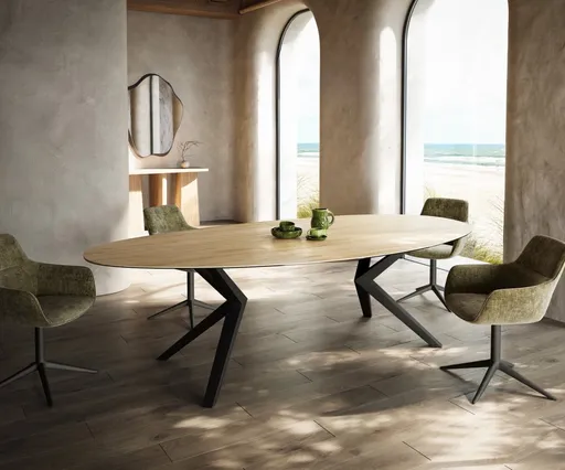 Jídelní stůl Edge oválný 280x130 keramika Laminam® Sabbia