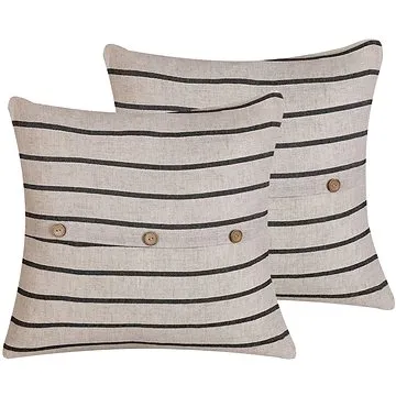 BELIANI, Sada 2 pruhovaných polštářů 43 x 43 béžovo černá CYNARA, 257242 (beliani_257242)