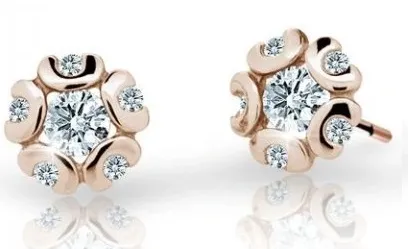 Cutie Jewellery Dětské náušnice z růžového zlata C2178-30-X-4 bílá