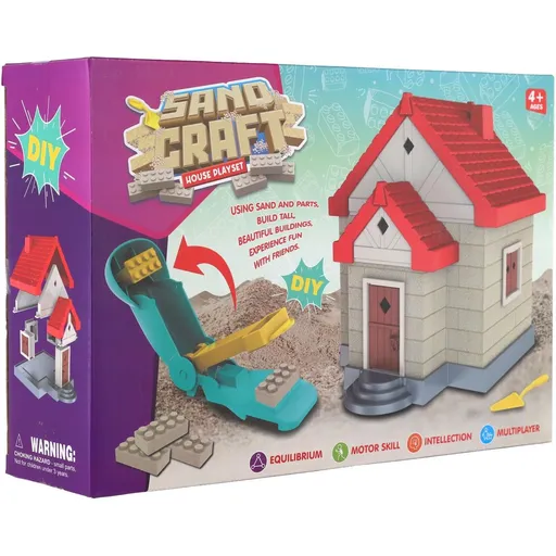 Teddies Stavebnice dům s pískem plast s doplňky v krabici 28x19x8cm