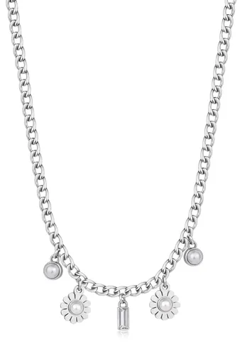 S'Agapõ Hravý ocelový náhrdelník s přívěsky Message SSG28