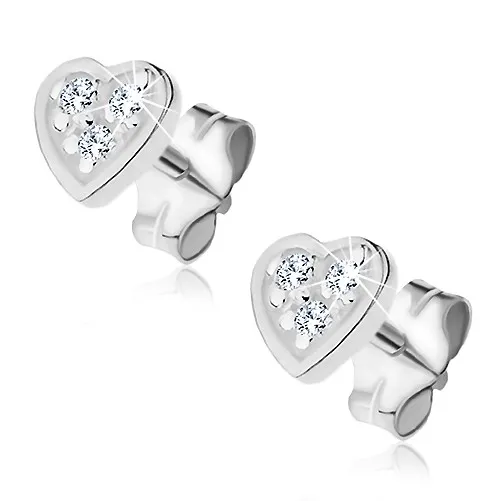 Náušnice ze stříbra 925 - gravírované srdce se zirkony