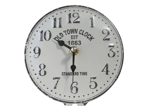 Šedo-zelené antik stolní hodiny Old Town – Ø15*22 / 1*AA Chic Antique