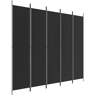 5dílný paraván černý 250×220 cm textil (350205)
