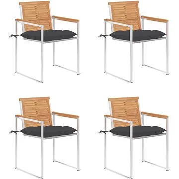 SHUMEE Židle zahradní s poduškami, teak 3078569 - 4ks v balení (3078569)