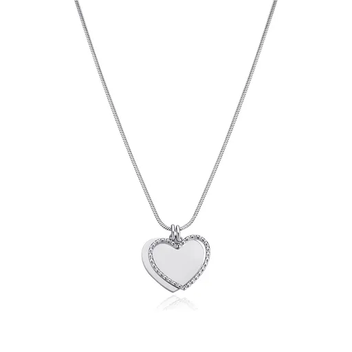 S'Agapõ Romantický ocelový náhrdelník se srdíčky Message SSG09