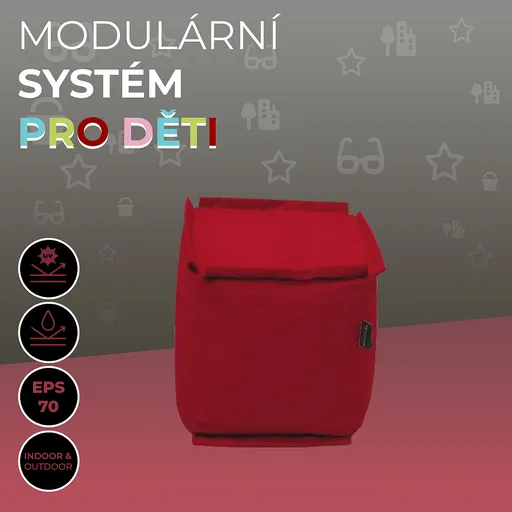 DEOKORK Zahradní dětský textilní stolek/taburet MODULTEX KIDS (červená)
