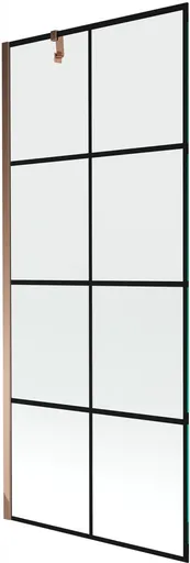 MEXEN/S Next vanová zástěna FIX 80x150, černý dekor, růžové zlato 895-080-000-00-77-60