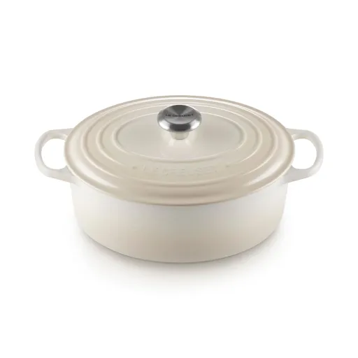 Kastrol SIGNATURE 29 cm, 4,7 l, oválný, MERINGUE, litina, Le Creuset