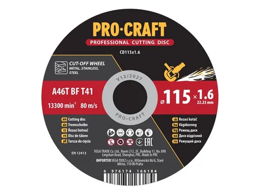 Kotouč řezný PROCRAFT 115x1.6mm