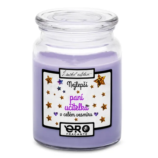 Svíčka Nejlepší paní učitelka ve vesmíru (Vůně svíčky: Levandule)