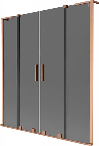 MEXEN/S Velar L Duo dvoukřídlá posuvná vanová zástěna 160 x 150, grafit, měď kartáčovaná 896-160-003-42-65