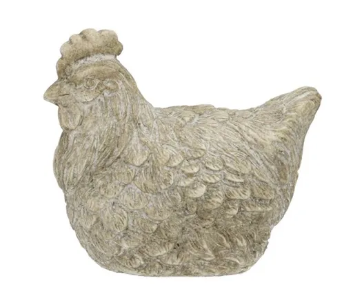 Šedá antik cementová dekorace slepice Chick Uniq - 19*12*14 cm 573047