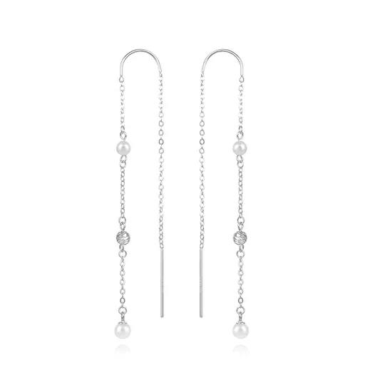 Agato Dlouhé stříbrné náušnice s perlami AGUV3458P