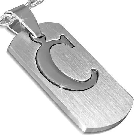 Ocelová známka - lesklé písmeno "C", vyjímatelný střed