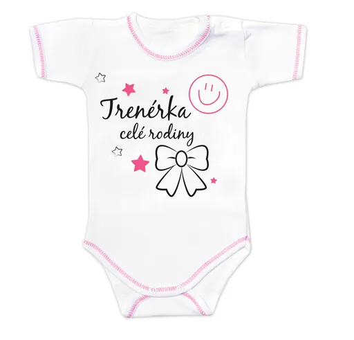 Baby Nellys Body kr. rukáv s vtipným textem, Trenérka celé rodiny, vel. 86
